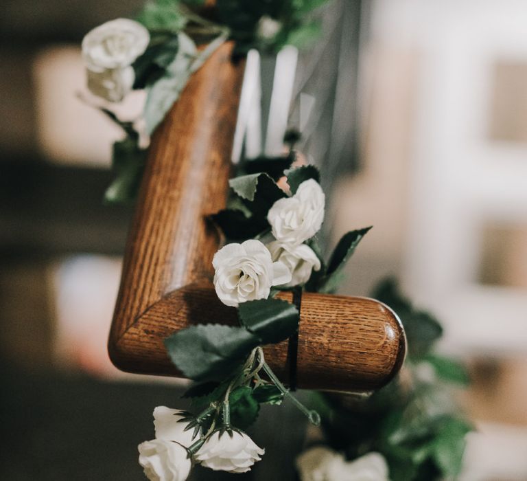 faux white wedding flowers at Pump House Gallery