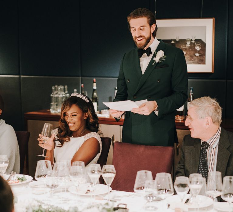 Grooms speech at intimate wedding reception