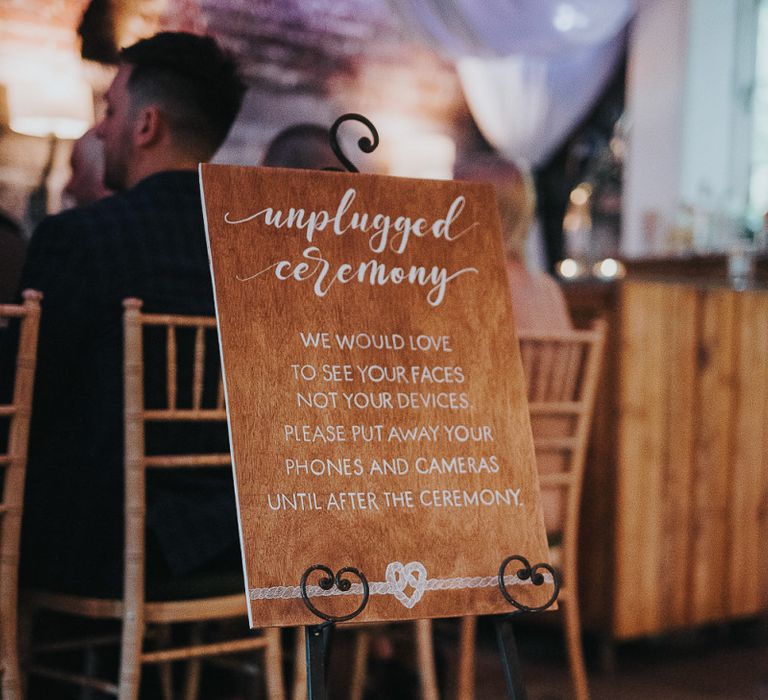 Wooden Unplugged Ceremony Wedding Sign