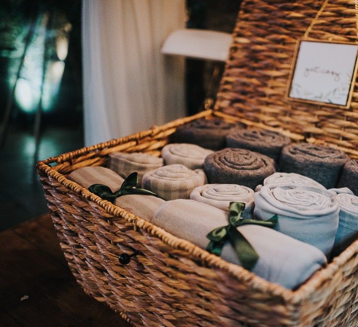 Wicker Basket Filled with Cosy Blankets