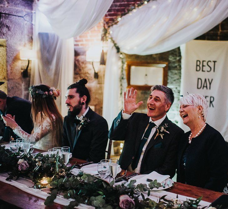 Top Table with Best Day Ever Flag Backdrop