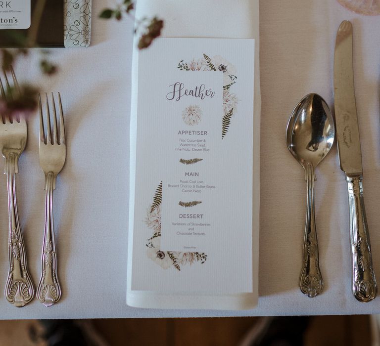 Floral Illustrated Wedding Stationery // Boconnoc Cornwall Weekend Wedding With Bride In Halfpenny London &amp; Groom In Paul Smith With Images From The Curries