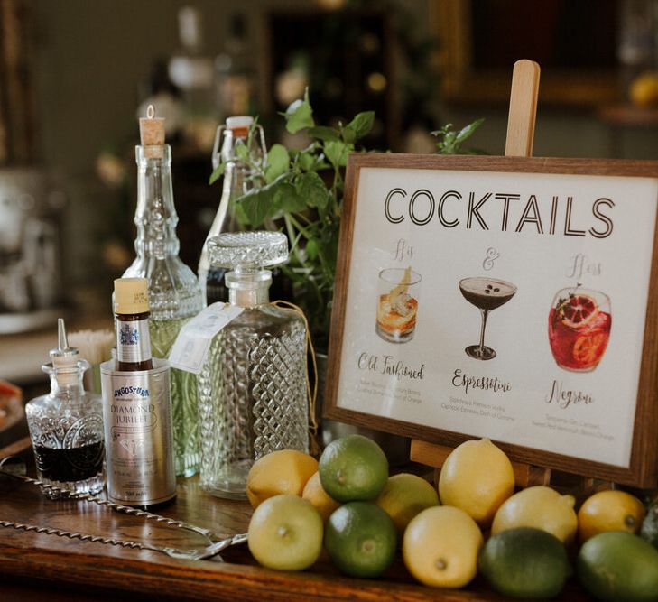 Cocktail Bar At Wedding // Boconnoc Cornwall Weekend Wedding With Bride In Halfpenny London &amp; Groom In Paul Smith With Images From The Curries