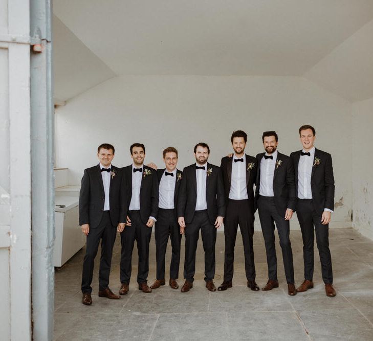 Groom &amp; Groomsmen In Black Tie // Boconnoc Cornwall Weekend Wedding With Bride In Halfpenny London &amp; Groom In Paul Smith With Images From The Curries