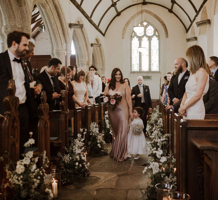 Floral Lined Aisle For Church Wedding Ceremony // Boconnoc Cornwall Weekend Wedding With Bride In Halfpenny London &amp; Groom In Paul Smith With Images From The Curries