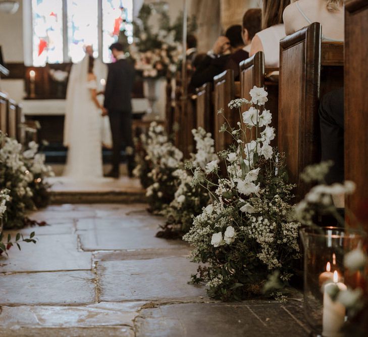 Floral Lined Aisle For Church Wedding Ceremony // Boconnoc Cornwall Weekend Wedding With Bride In Halfpenny London &amp; Groom In Paul Smith With Images From The Curries