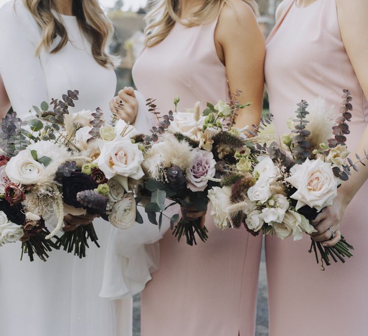 Blush Pink and White Wedding Party Bouquets