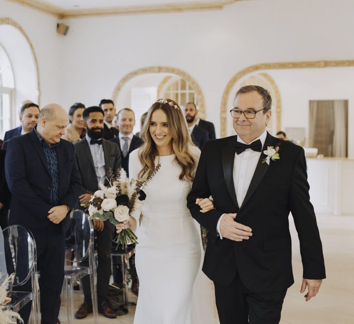 Wedding Ceremony Bridal Entrance with Bride in Bespoke Emma Beaumont Wedding Dress