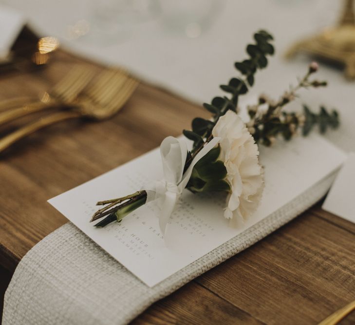 Eucalyptus and Carnation Place Setting Flowers