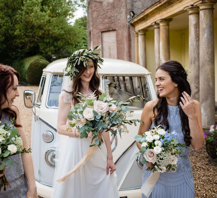 Bridal Party Arriving in VW Camper Van