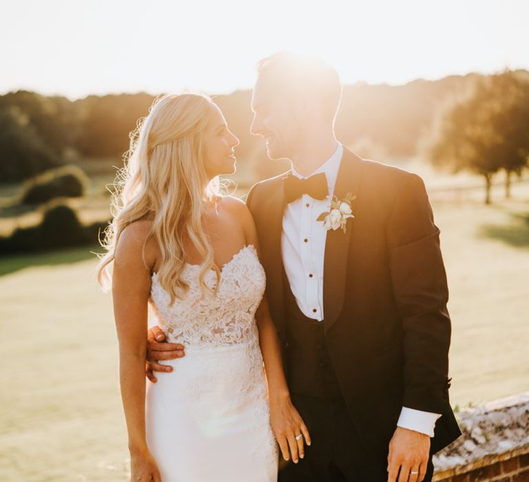 Golden Hour Bride and Groom Wedding Portrait