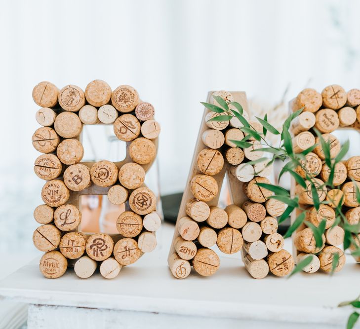 Corks Made into Bar Wedding Sign