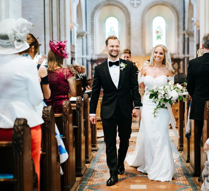 Bride and Groom Married at a Church Wedding Ceremony