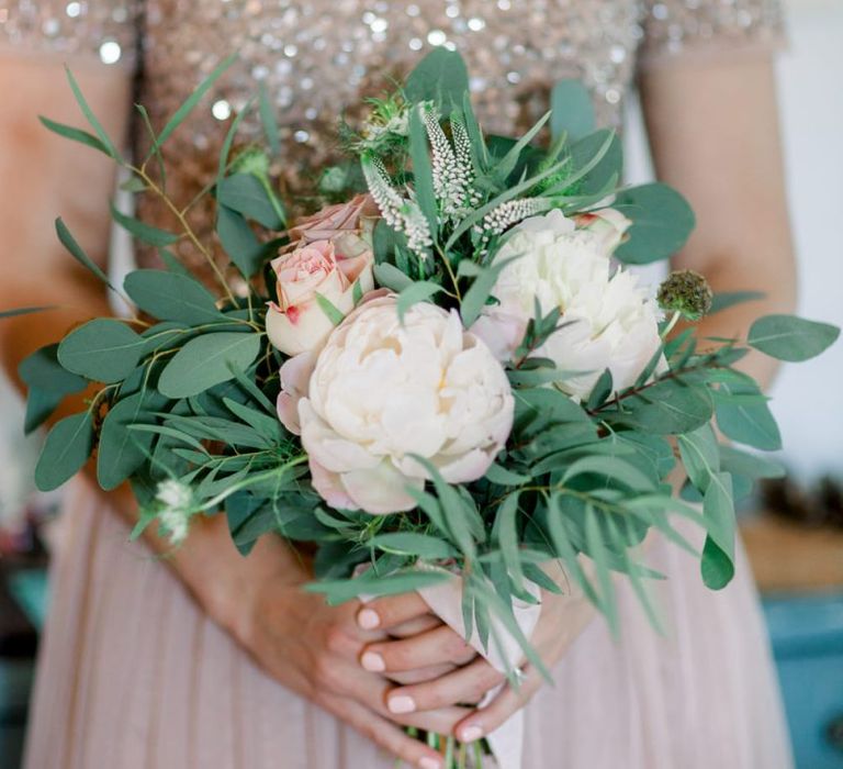 White and blush wedding bouquet