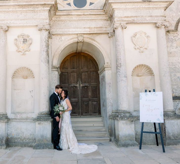 Bride and groom at black tie wedding