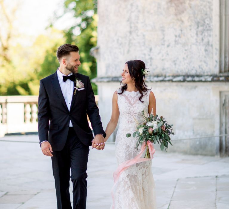 Bride and groom at Lulworth Castle wedding