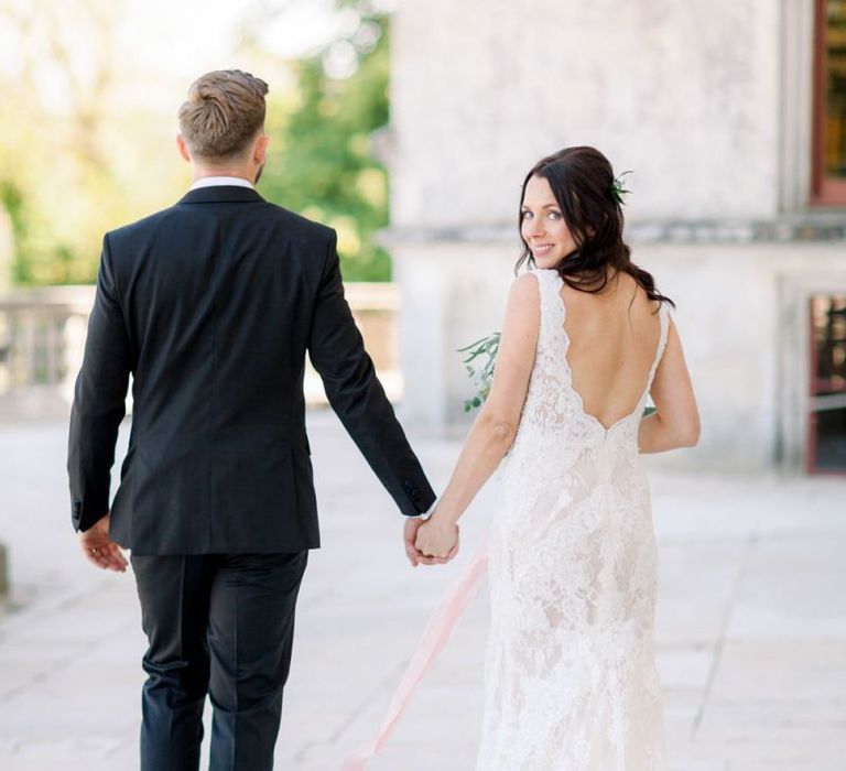 Bride and groom at Lulworth Castle wedding