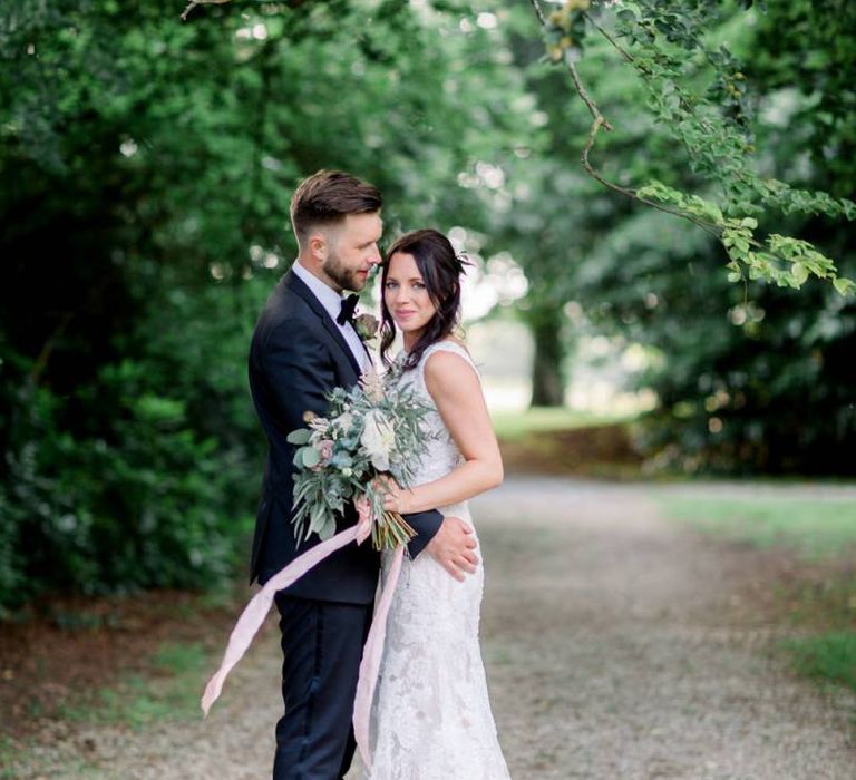 Bride and groom at Lulworth Castle wedding