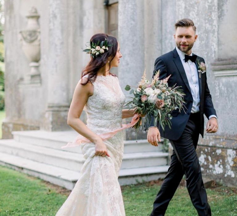 Bride and groom at Lulworth Castle wedding