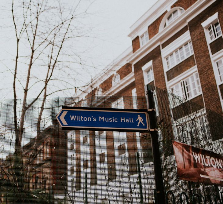 London Street Sign Directing People to Wilton's Music Hall