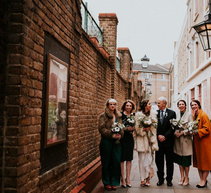 Bridal Party Standing Outside Wilton's Music Hall