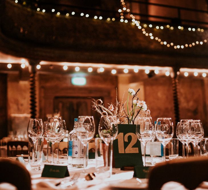 Wedding Reception at Wilton's Music Hall with Fairy Lights