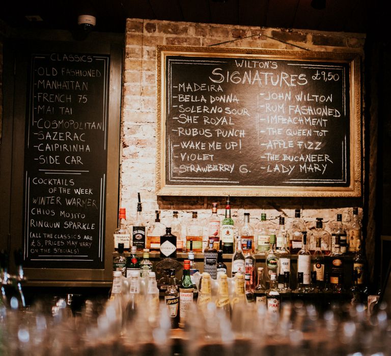 Wilton's Music Hall Bar Menu