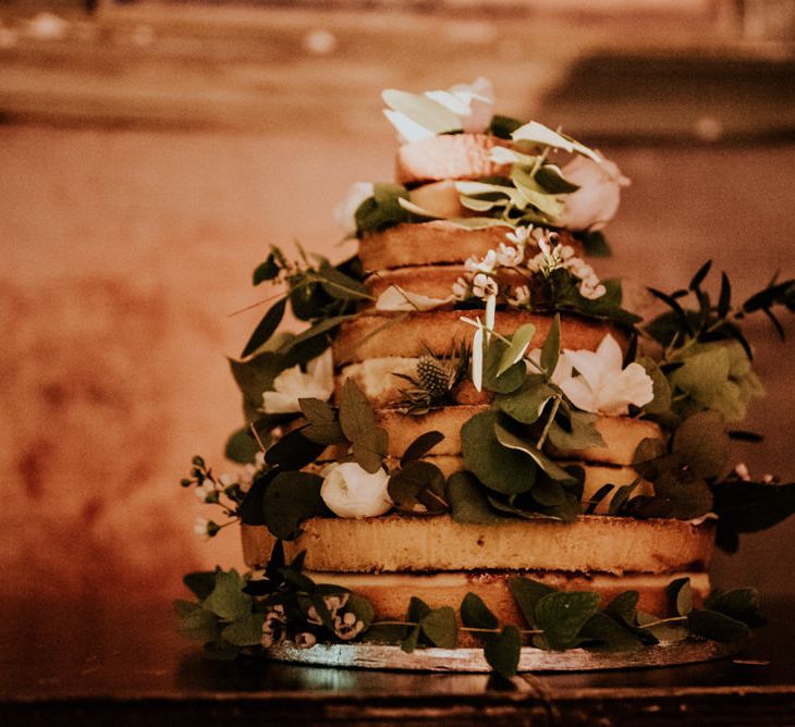 Waitrose Naked Wedding Cake  Decorated with Flowers