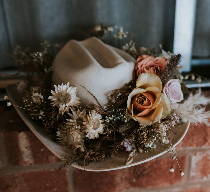 Cowboy Hat with Dried Flowers