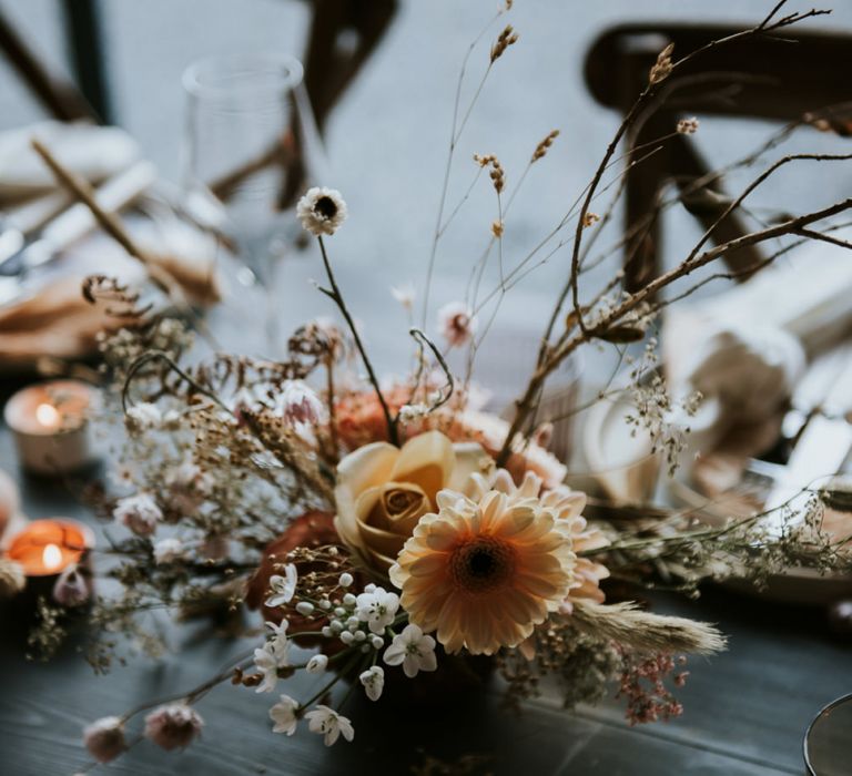 Peach Gerbera Wedding Flower in Floral Arrangement