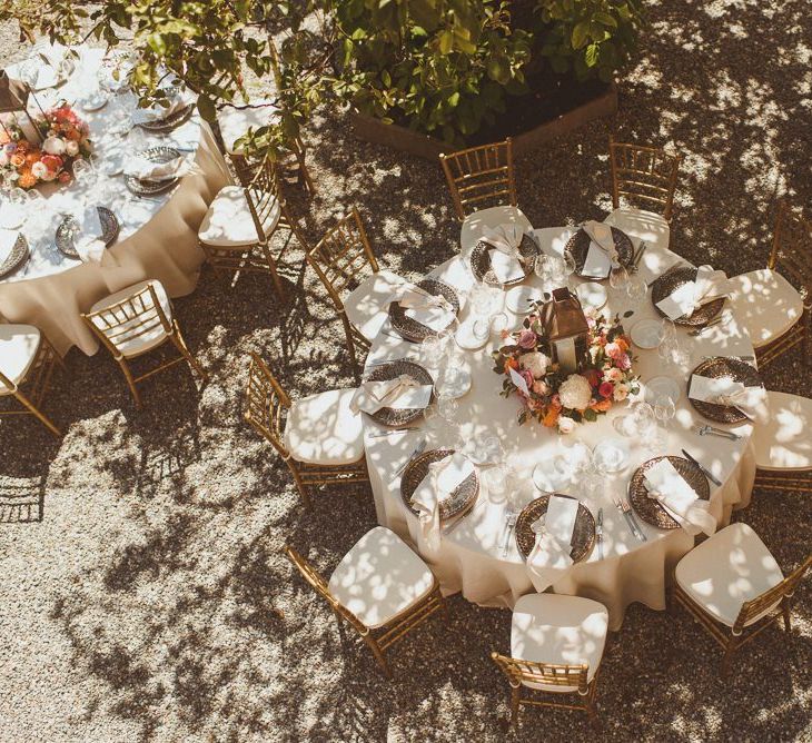 Round reception tables for Lake Como wedding