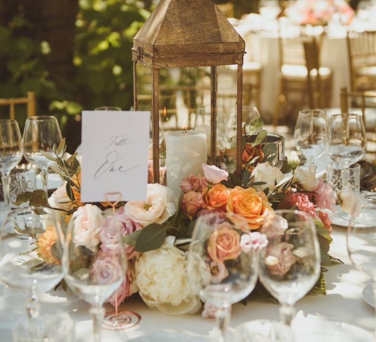 Lanterns and flower centrepieces