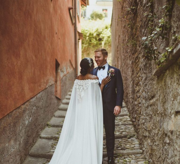 Bridal cape for Lake Como wedding