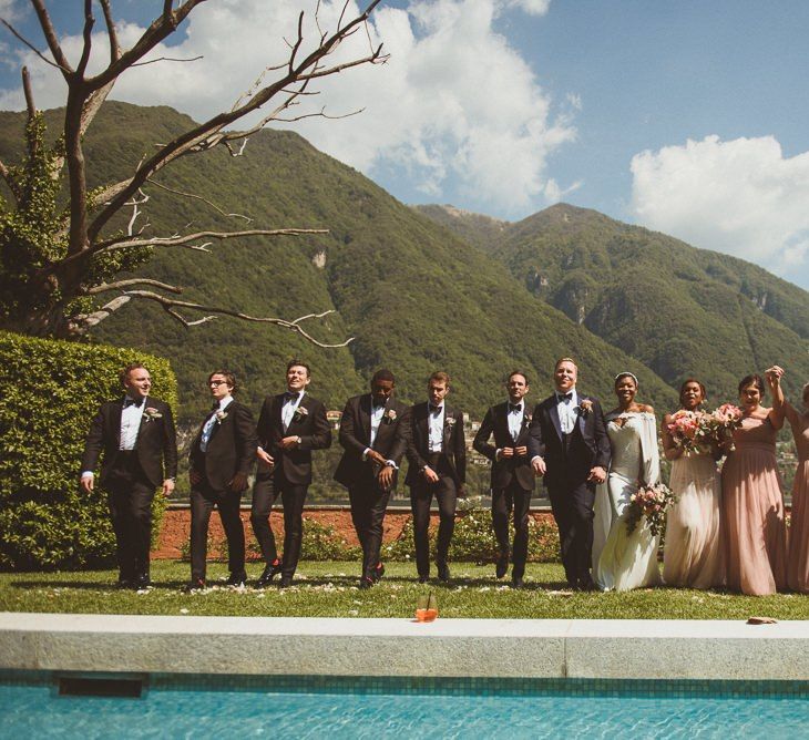 Wedding party portrait at Lake Como wedding