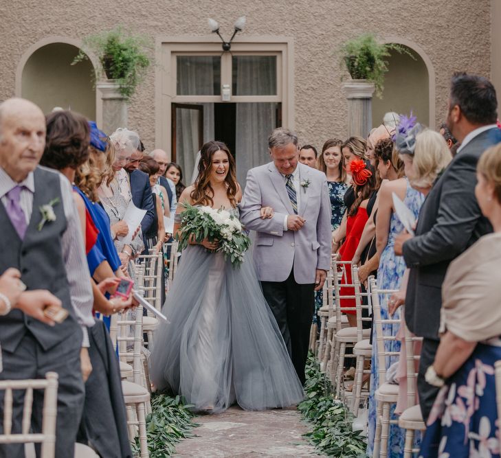 Wedding Ceremony Bridal Entrance  in Tulle Custom Made Blue Claire La Faye Wedding Dress