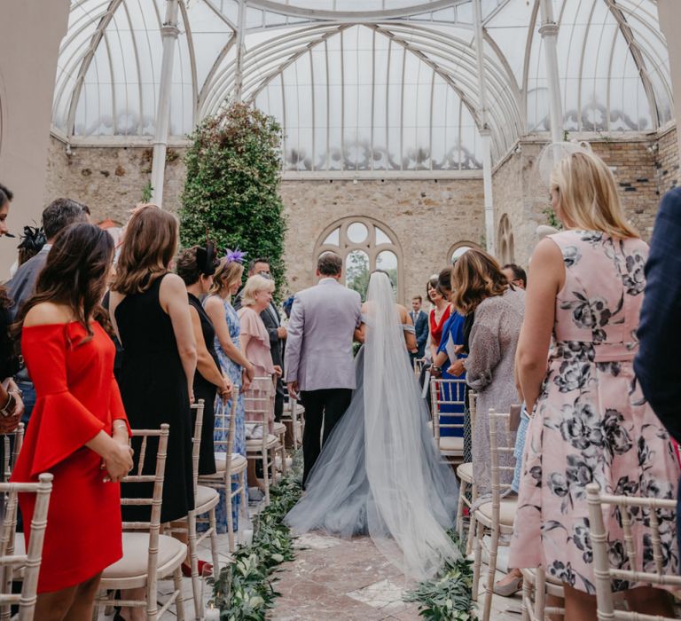 Orangery Wedding Ceremony Bride  in Tulle Custom Made Blue Claire La Faye Wedding Dress