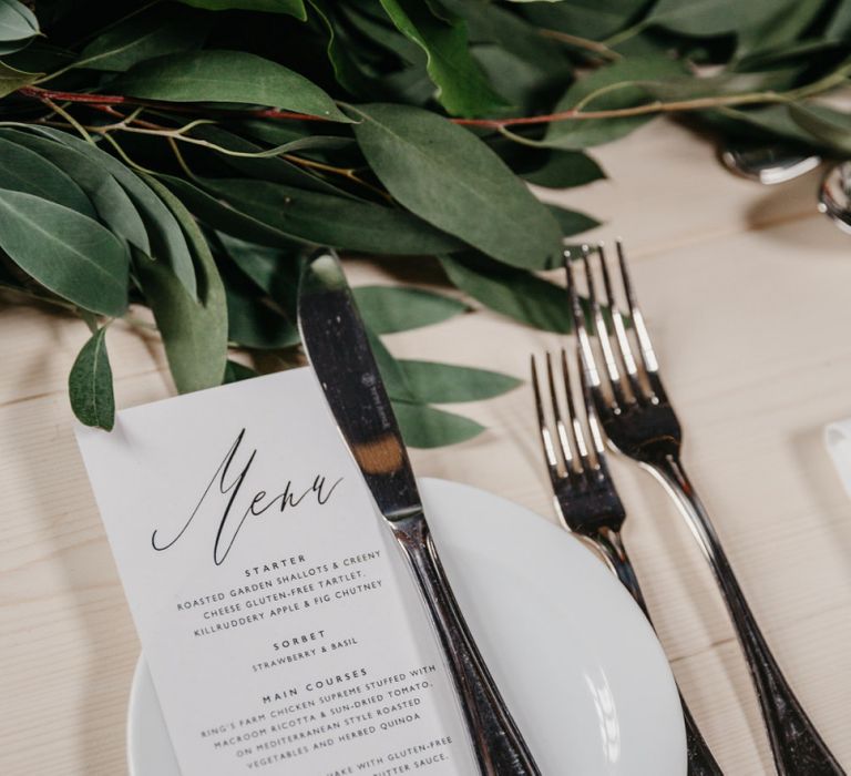 Elegant Place Setting with Calligraphy Menu Card