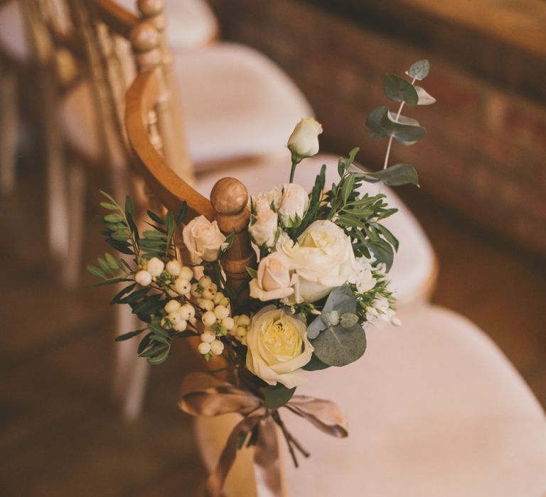 Wedding chair decor for ceremony at Bassmead Manor Barns