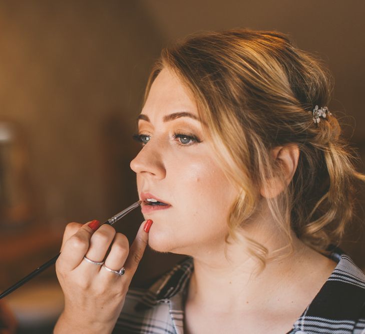 Bridal beauty with pinned updo