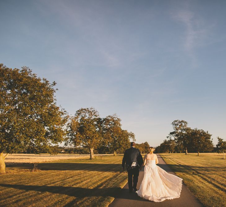 Bride and groom during wedding day at Bassmead Manor Barns