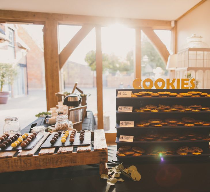 Cookie bar at rustic barn wedding