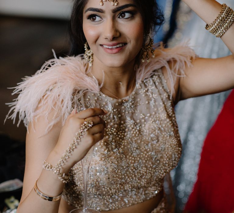 Bride with traditional Indian headdress