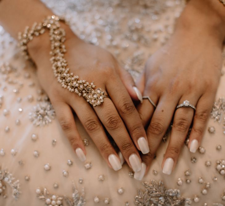 Wedding day nails and hand jewellery