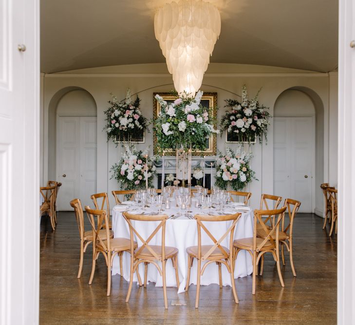 Round tables at Aynhoe Park wedding reception