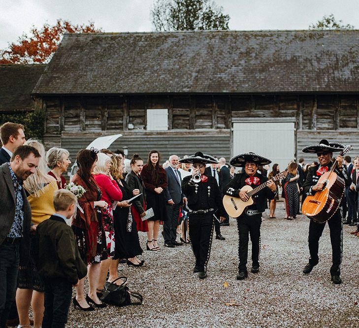 Mariachi Band at Pimhill Barn | Mariachi Band and Persian Rug Aisle for Autumn Wedding | Leah Lombardi Weddings