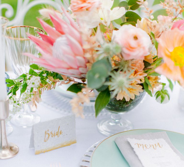 Gold Calligraphy Name Place Card and Menu