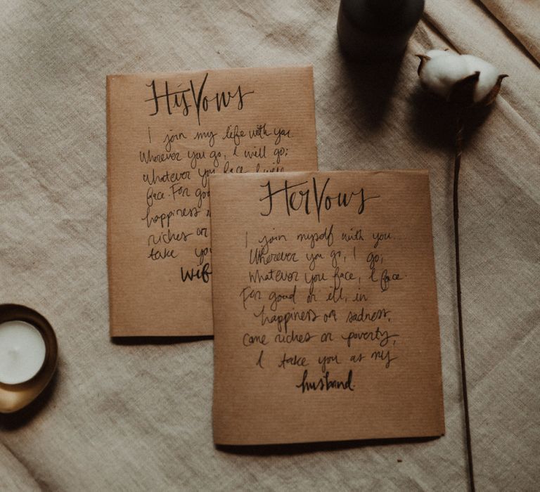 Calligraphy His and Hers Wedding Vows