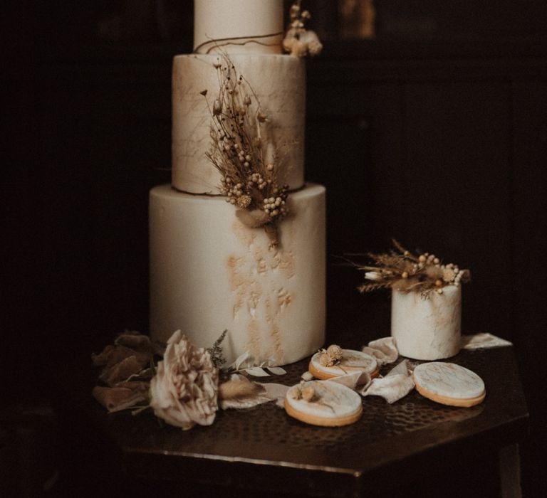 Little Button Bakery Boho Wedding Cake with Dried Flower Decor