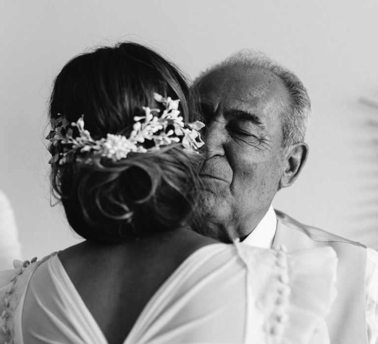 Stylish Wedding Dress with beautiful Back Detail from Beba’s Closet, for a Destination Wedding at Castillo de Viñuelas in Madrid, Spain | Lorena San José Photography