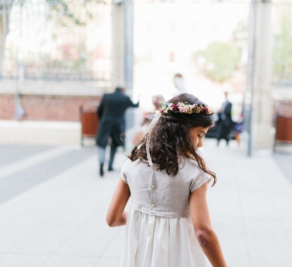 Stylish Wedding Dress with beautiful Back Detail from Beba’s Closet, for a Destination Wedding at Castillo de Viñuelas in Madrid, Spain | Lorena San José Photography